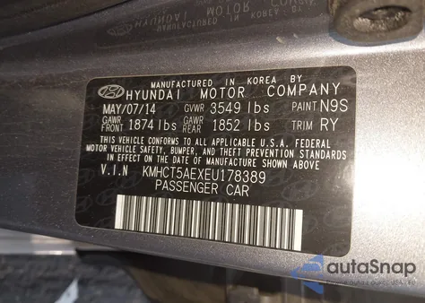 2014 Hyundai Accent Gs z USA, uszkodzony, nr VIN KMHCT5AEXEU178389